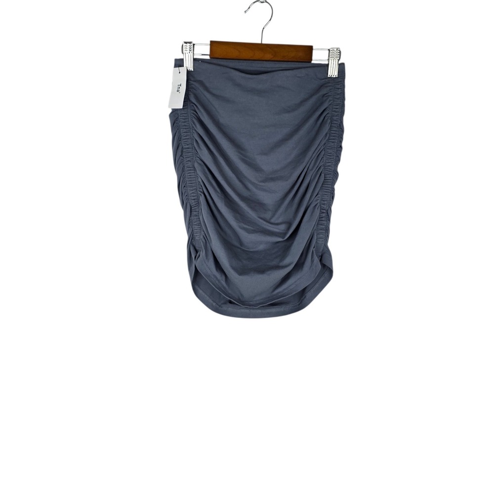 Tna Aritzia Malibu Ruched Stretch Mini Skirt Womens S Grey Cotton Casual Chic
